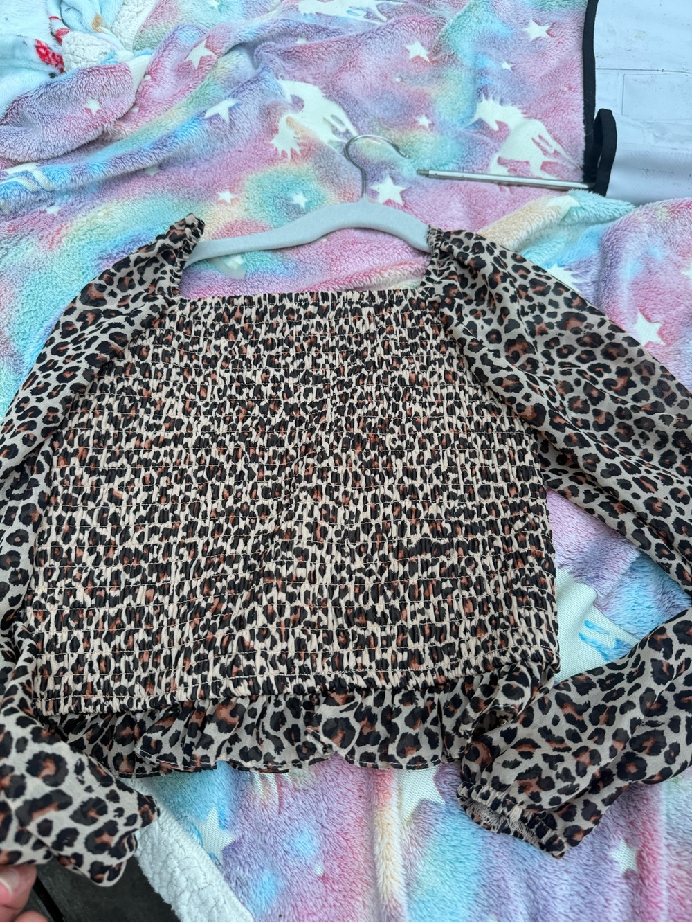 art class Leopard Smocked Crop Top - Brown & Black